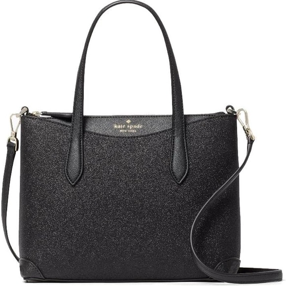 Kate Spade Shimmery Glitter Top Zip Satchel Purse with Crossbody strap - Picture 2 of 11